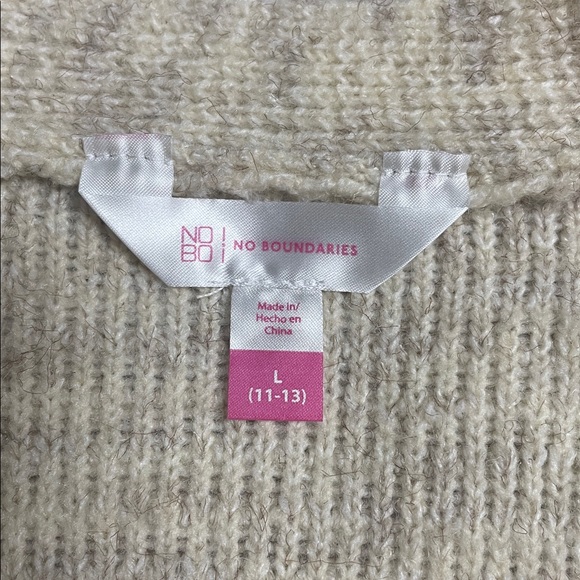 No Boundaries Cream Knit V-Neck Button Sweater Vest - Picture 3 of 6